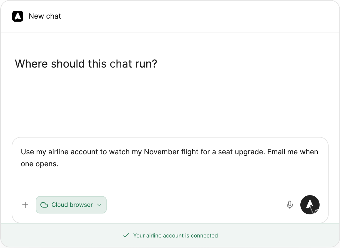 Move a browser session to the cloud and continue the same task